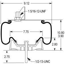 Air Spring Assembly - Kenworth Air Glide 200, 1998 Onward, Large Fitting / Truck